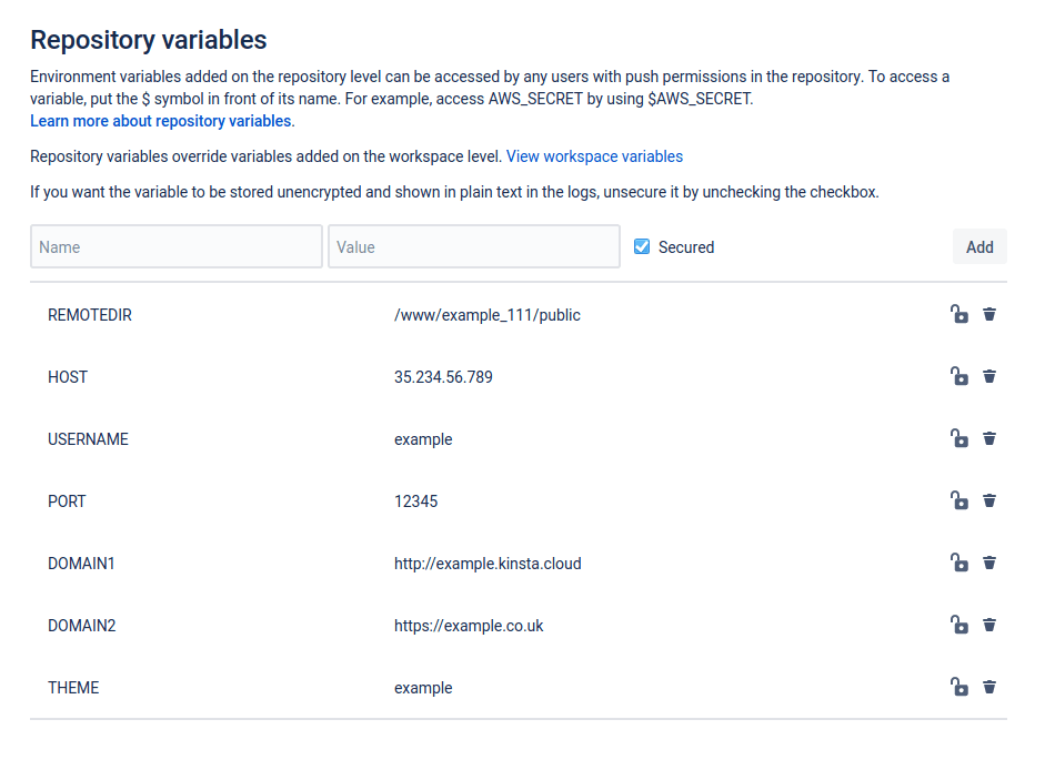 Repository variables